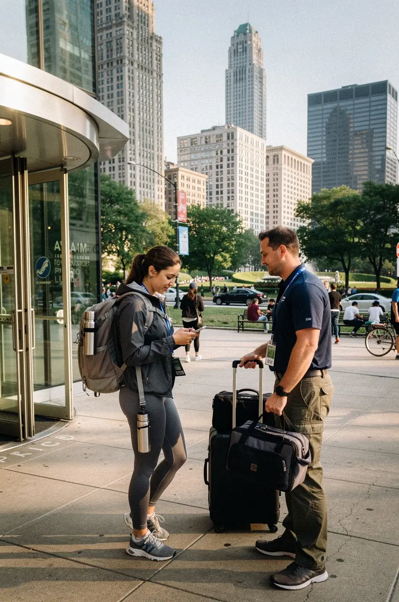 Карта города с отмеченными точками доставки багажа для удобства путешествий